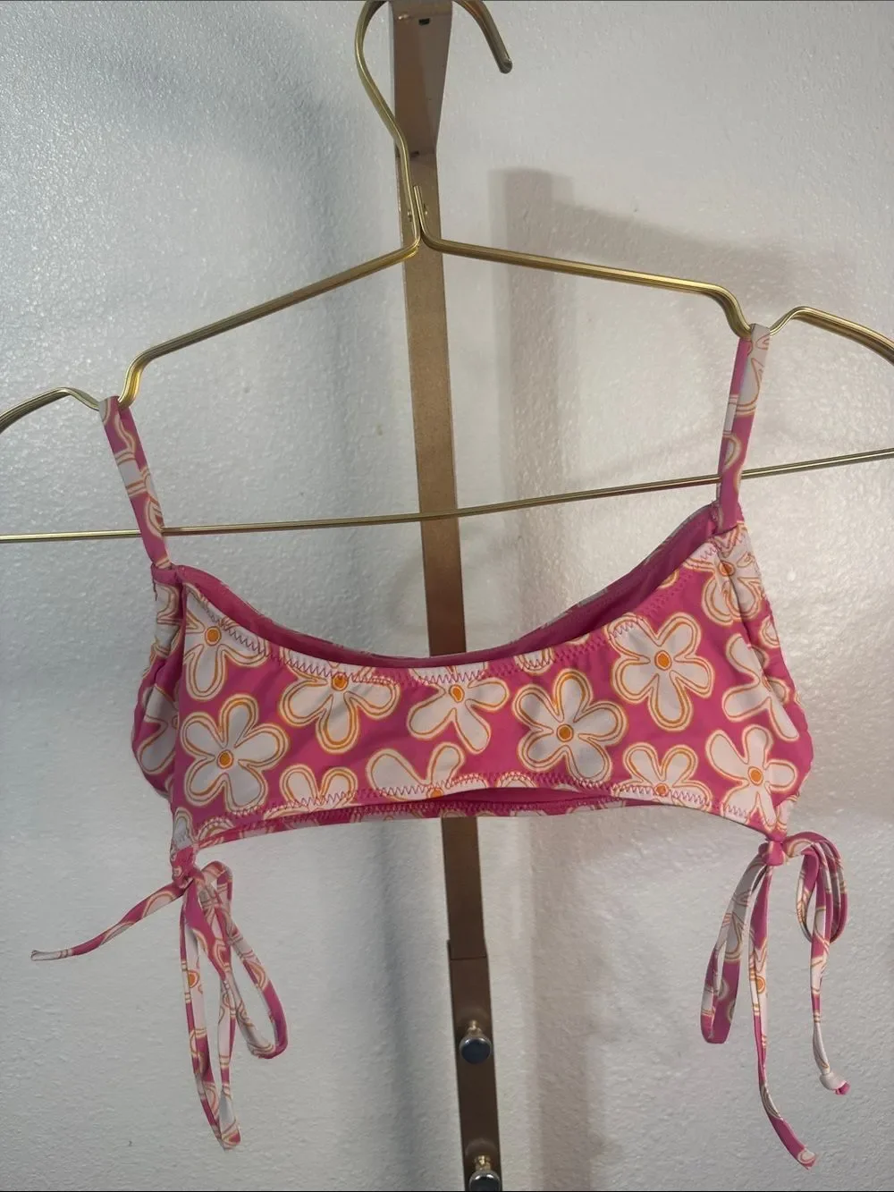 LA Hearts- Pink Floral Tie-Side Bikini set- size Small/XS